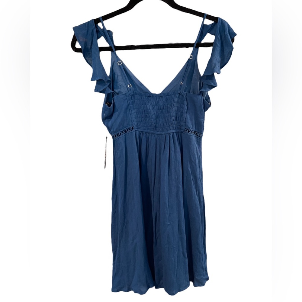Lulu’s Percy Teal Blue Off-the-Shoulder Button-Up Dress Women’s Small NWT - Picture 4 of 6